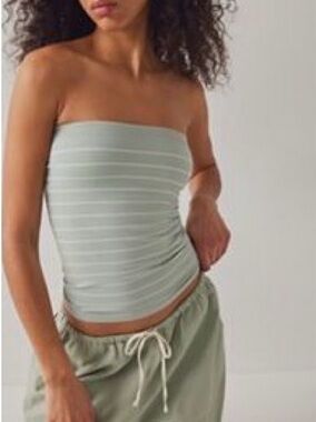 Striped Sage Green Tube Top - Women